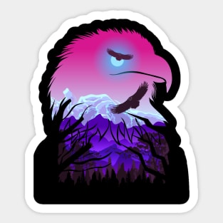 eagle forest double Exposure Sticker